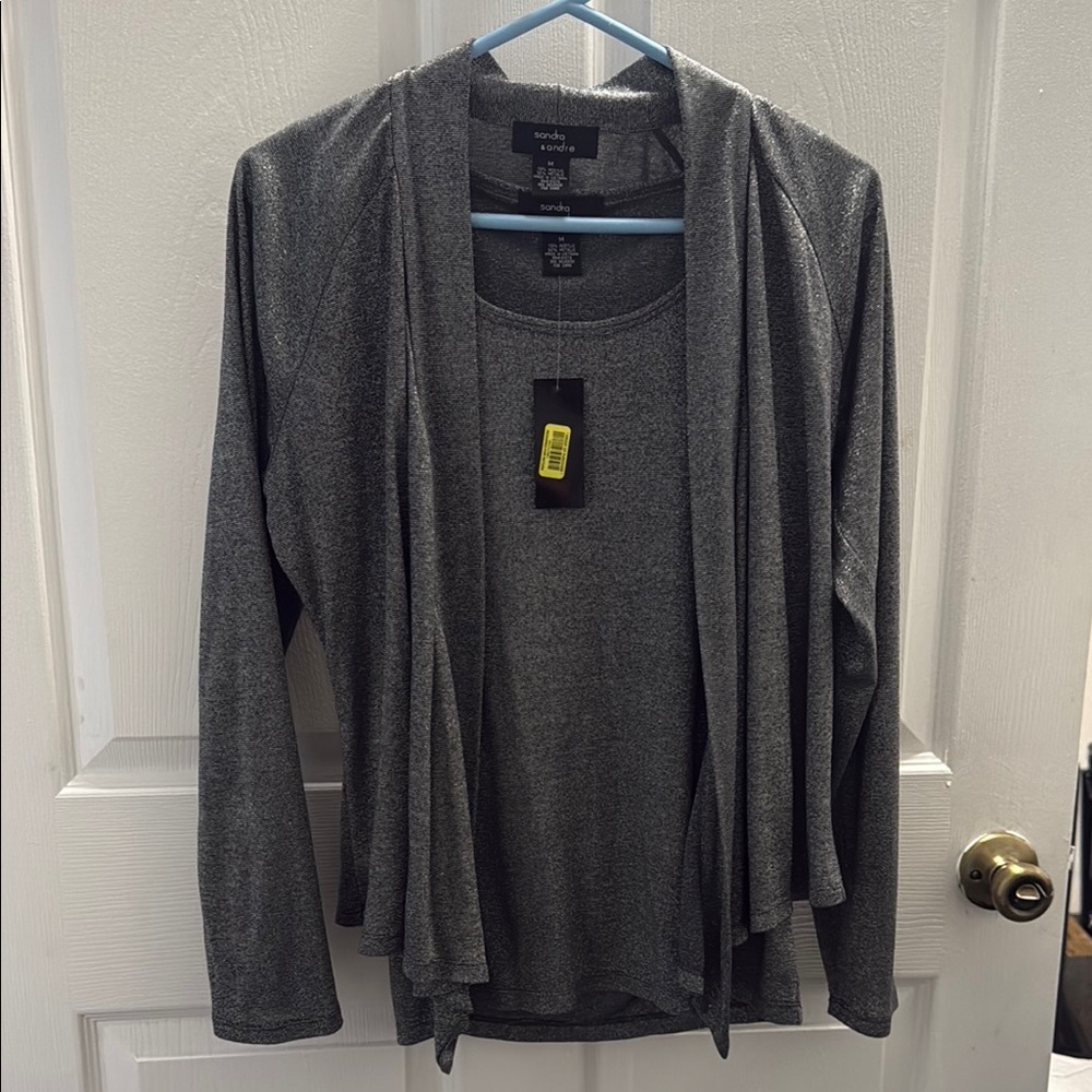 Gray Women's Tank and Cardigan Set